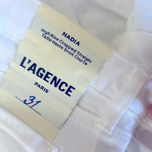 L’agence nadia high rise white cropped straight jeans size 31 new with tags - Picture 6 of 6